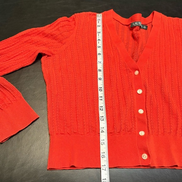 Ralph Lauren Vibrant Orange Button-Up Lightweight Cardigan size PL - Picture 9 of 10